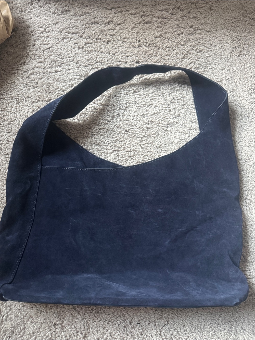 Quince Womens Italian Suede Shoulder bag Navy